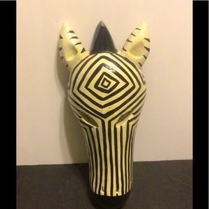Vintage 16in Zebra Handmade African Tribal Mask